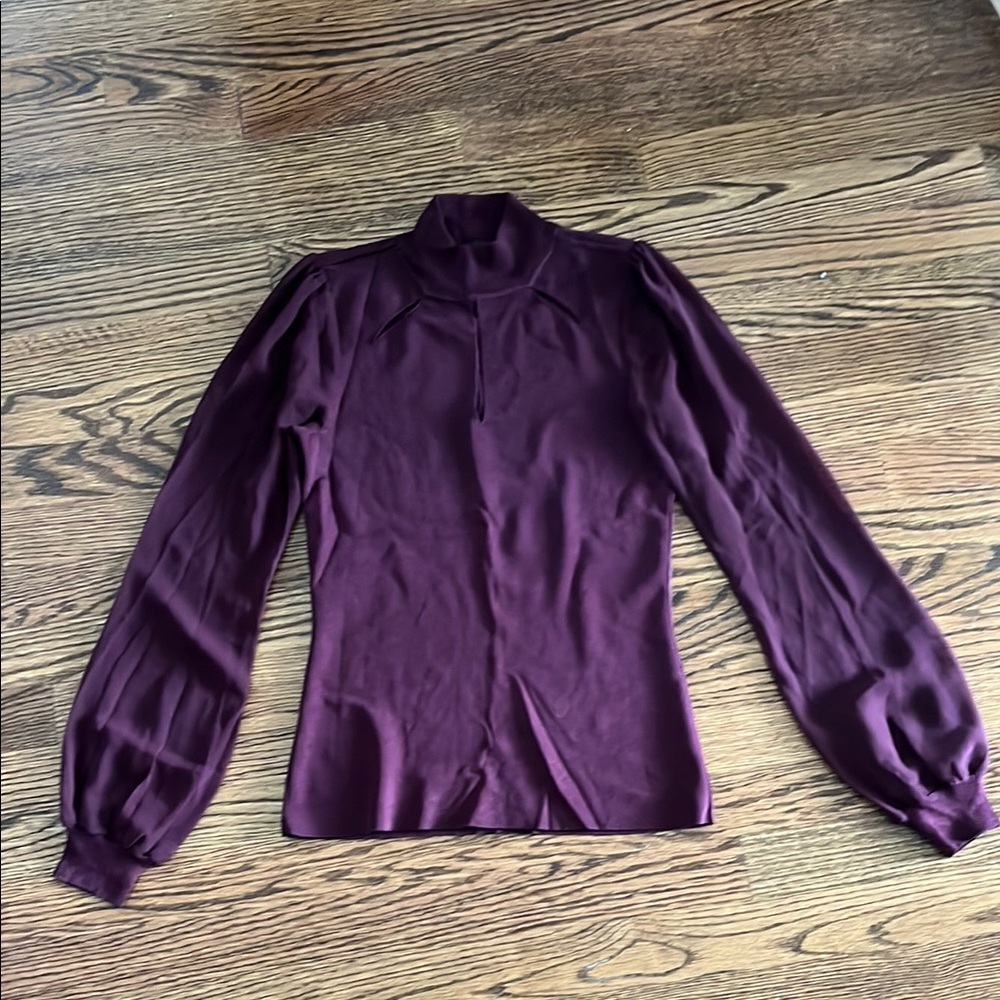 INC International Concepts Purple Fitted Puff Sleeve Blouse